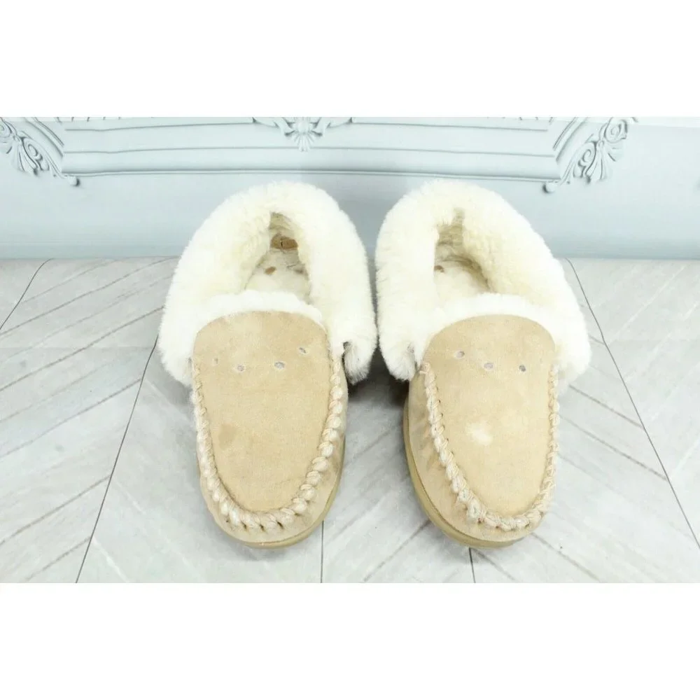 LL Bean Brown Suede Wicked Good Shearling Lined Moccasin Slippers 7 M - Picture 5 of 10